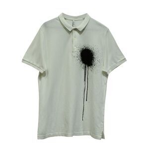 Neil Barett Spray Print Polo Shirt in White Cotton